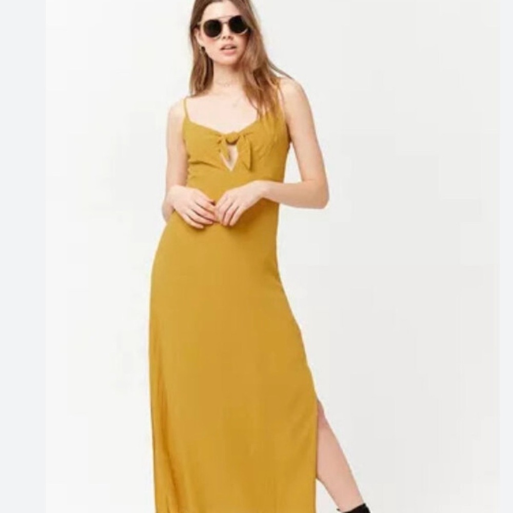 Mustard Tie-Front Maxi Dress - Women